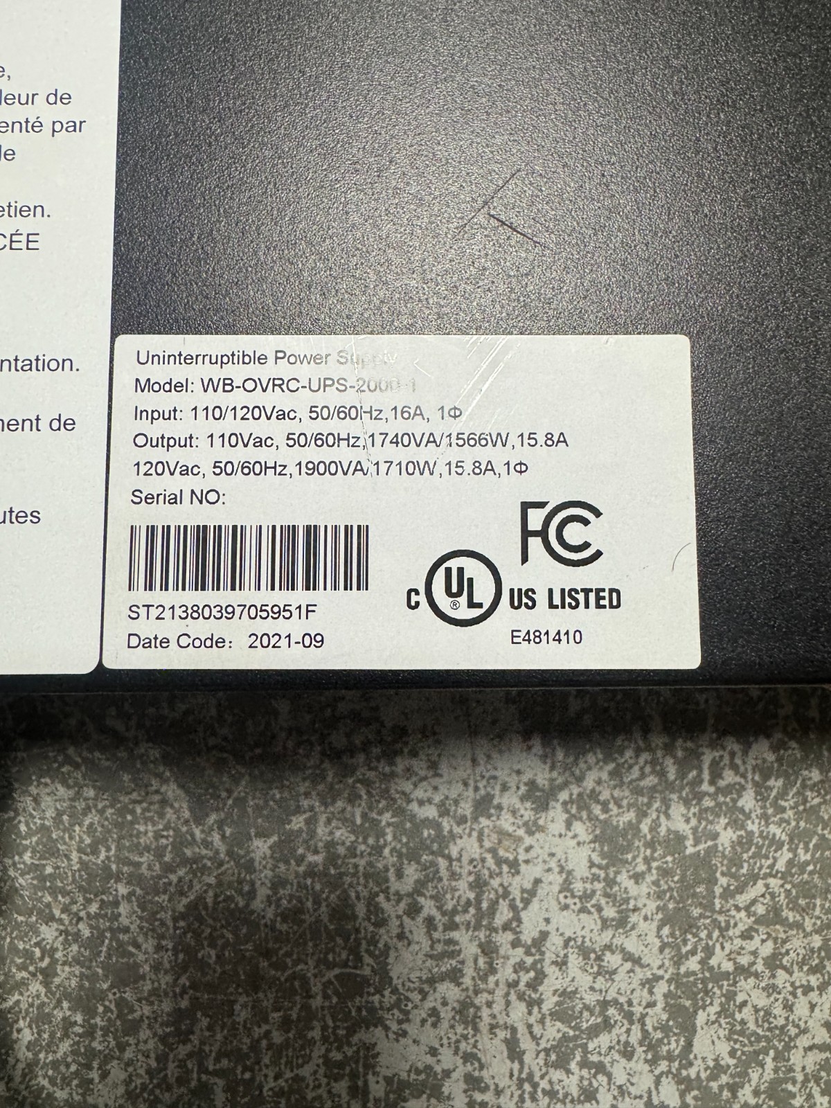 WATTBOX WB-OVRC-UPS-2000-1, Uninterruptible Power Supply, 2000VA
