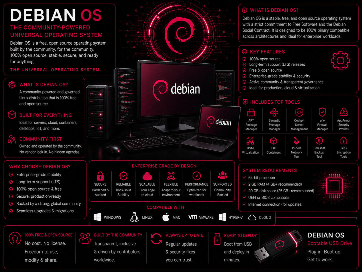 Debian Linux Bootable USB Drive Live Installer Ready to Boot USB 3.0