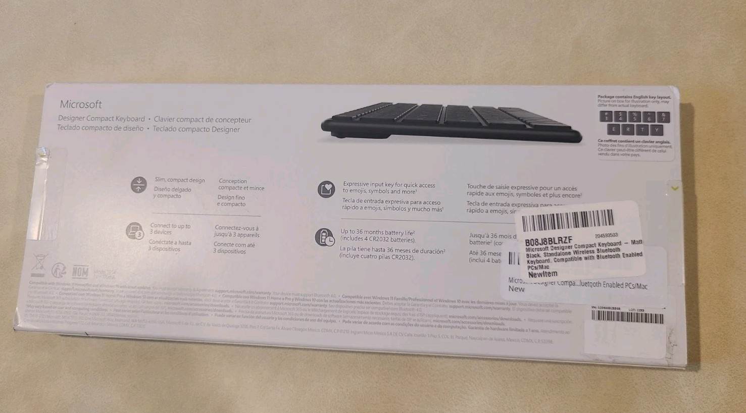 Original MICROSOFT MS Wireless Bluetooth Compact Hybrid travel Keyboard Black