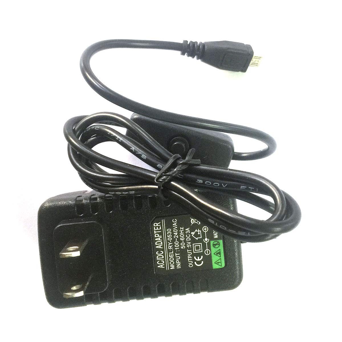 Raspberry pi power supply with switch – Pi 3 Model B B+ A+ black