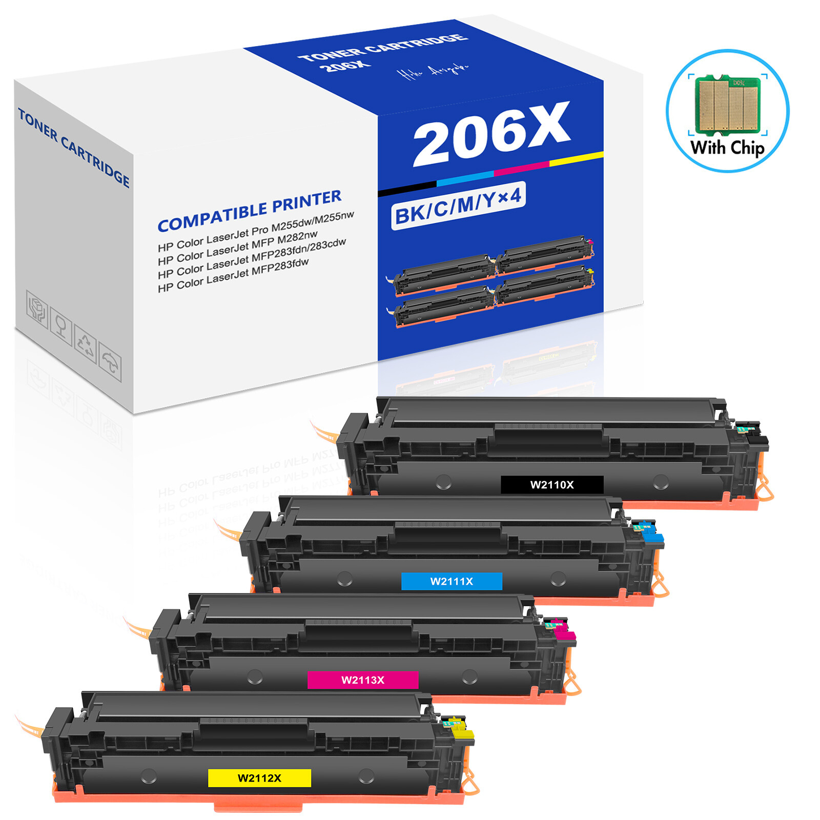 206A 206X Toner Fits For HP Color Laserjet Pro MFP M283fdw M283cdw M255dw Lot