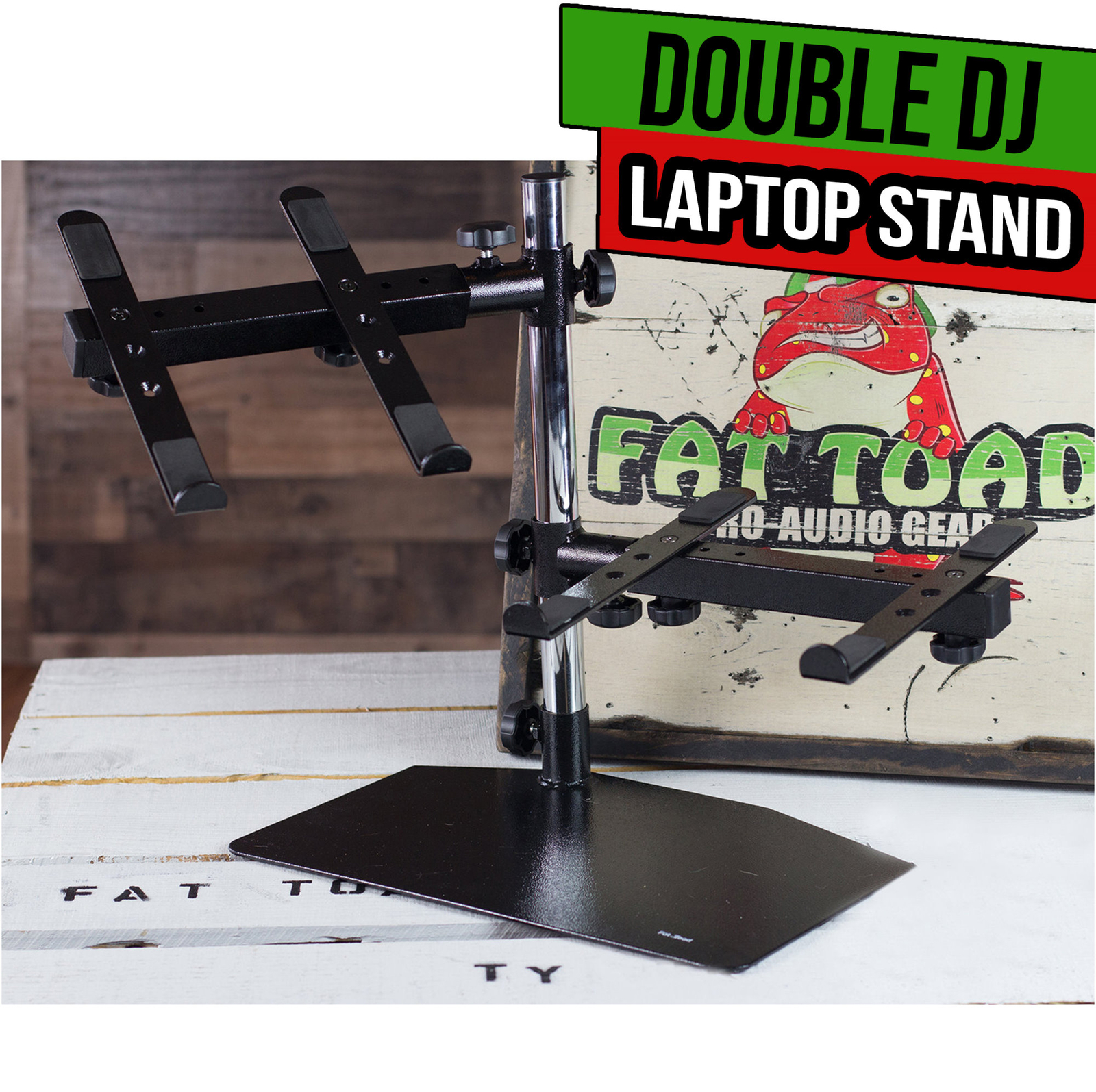 DJ Double Computer Laptop Stand – Duel Mount Holder Studio Mixer Controller Gear