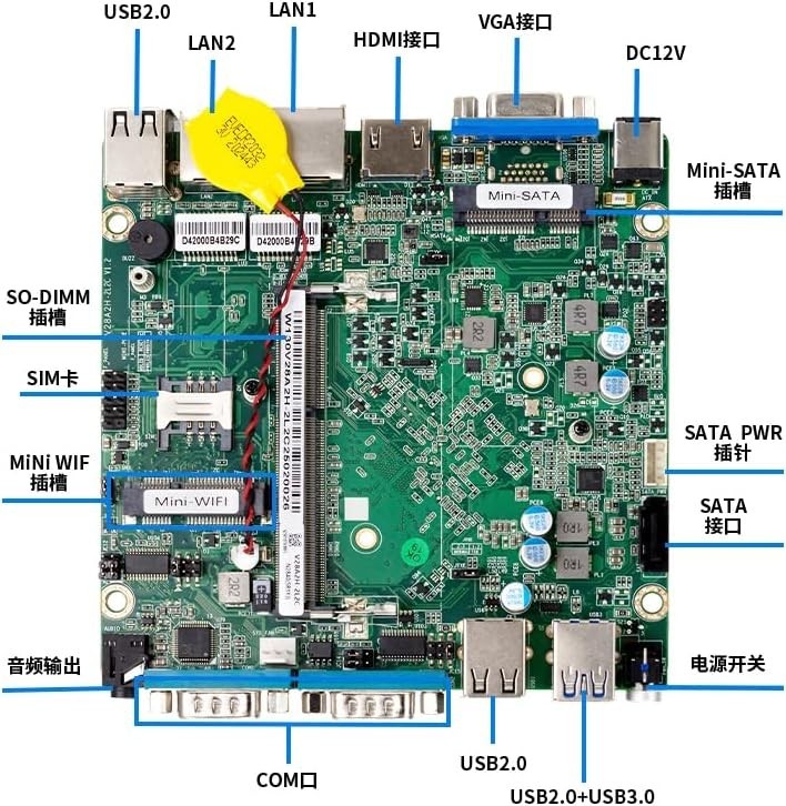 Fanless Mini PC, Industrial PC, Mini Computer Dual Core N2840, 4K HD+VGA, 2Gi…