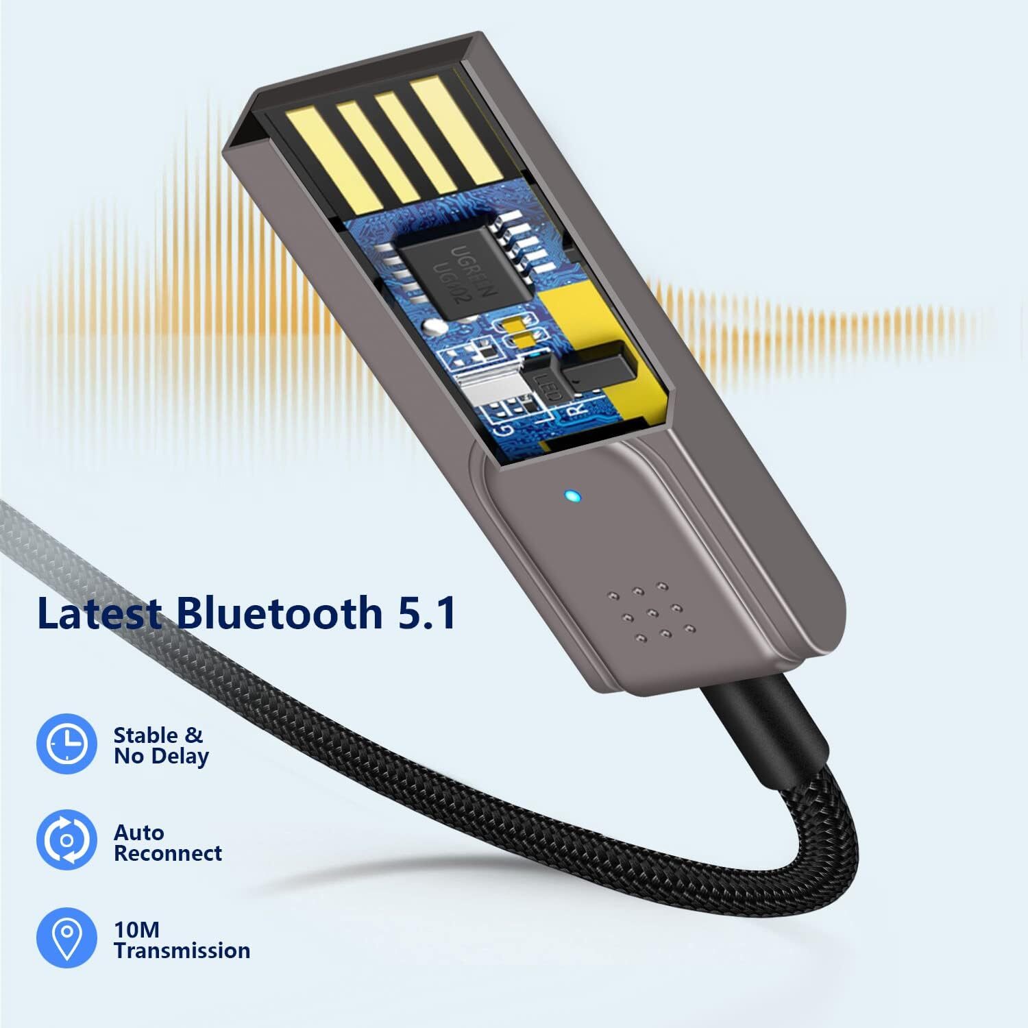 USA Aux to Bluetooth 5.1 Adapter 3.5mm Bluetooth Receiver Microphone for Car Lot