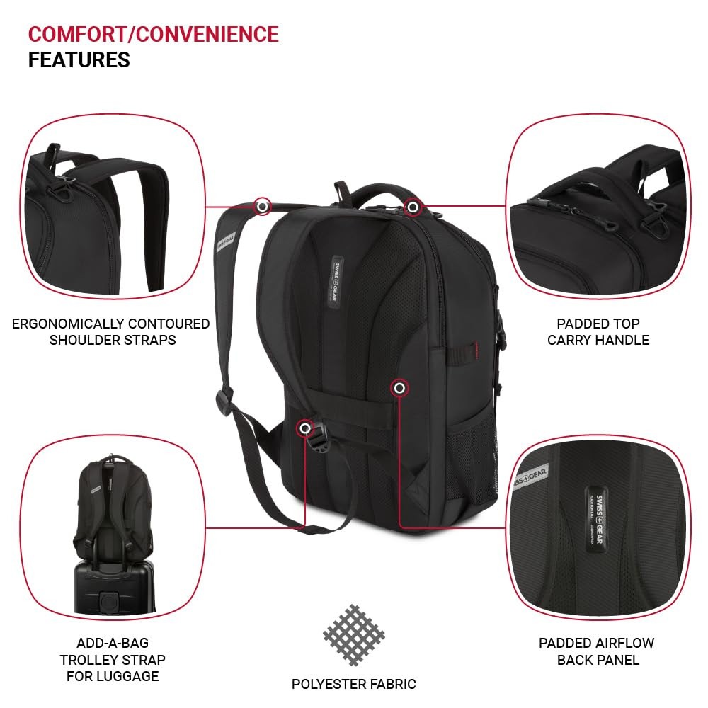 SwissGear Civic Pro Laptop Backpack, Black 5213 , 18″x13.25″x7
