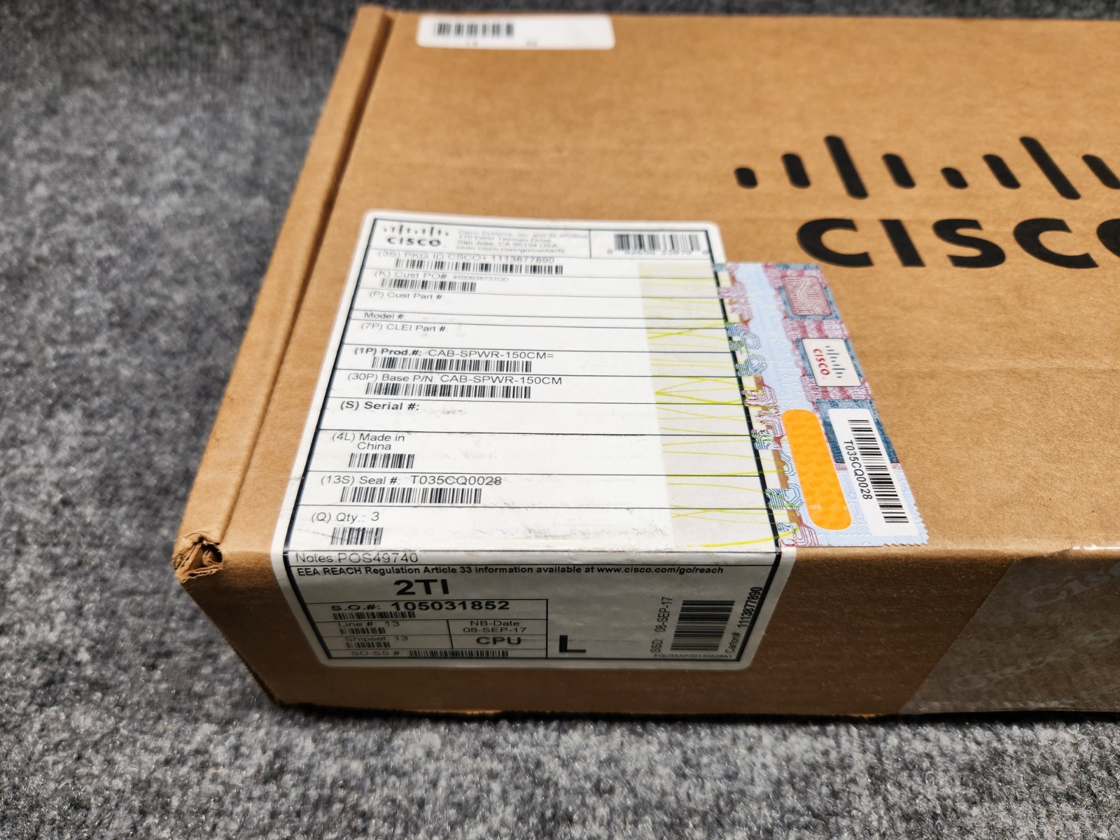 *NEW/SEALED* Cisco CAB-SPWR-150CM Catalyst StackPower Cable (3 Count)