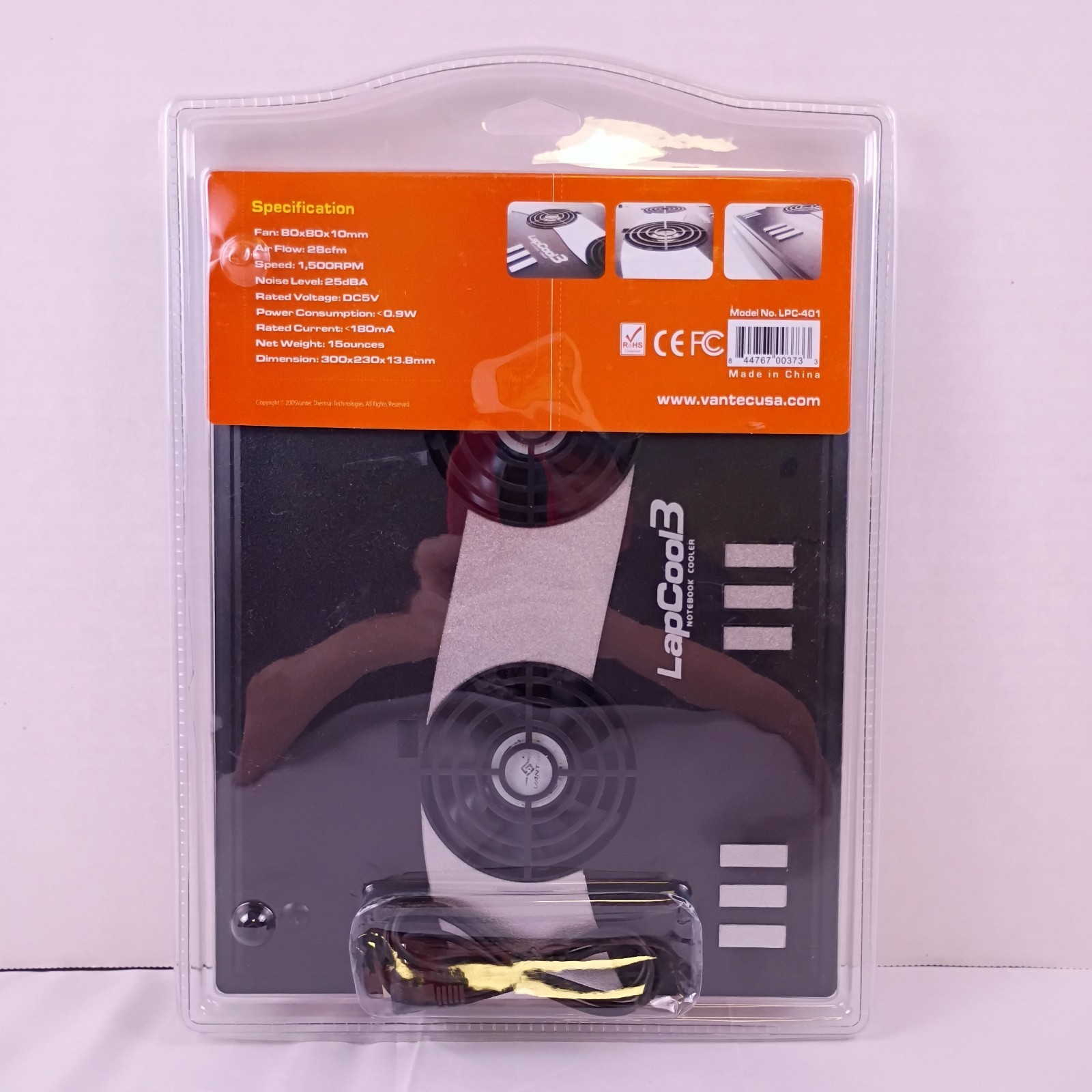 Vantec LapCool 3 Notebook Cooler Dual Fan 1500 RPM USB Model LPC-401 New Sealed
