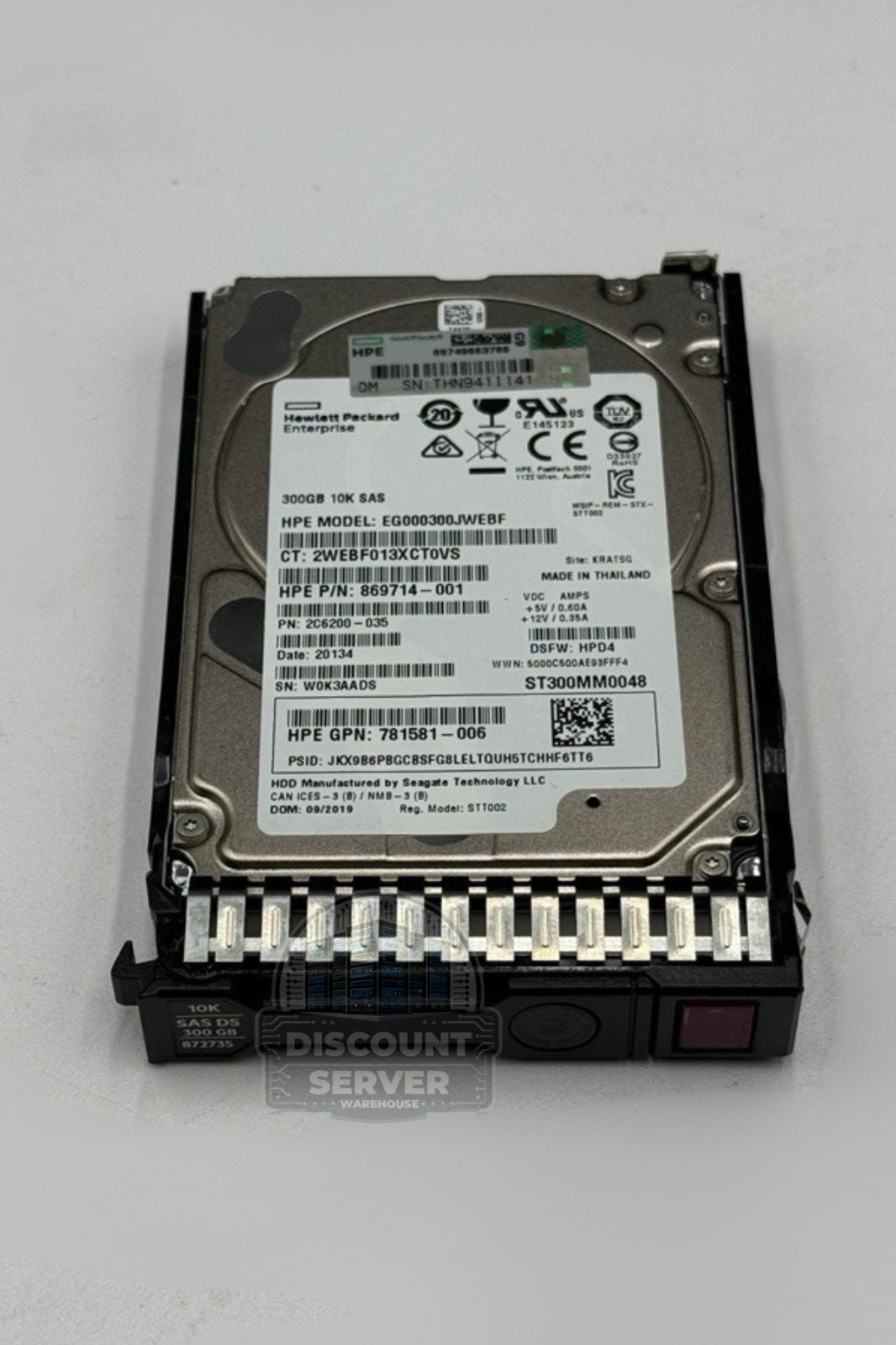HPE 300GB 10K 12G SAS 2.5in SC Hard Drive 869714-001 Server PC w/ Tray