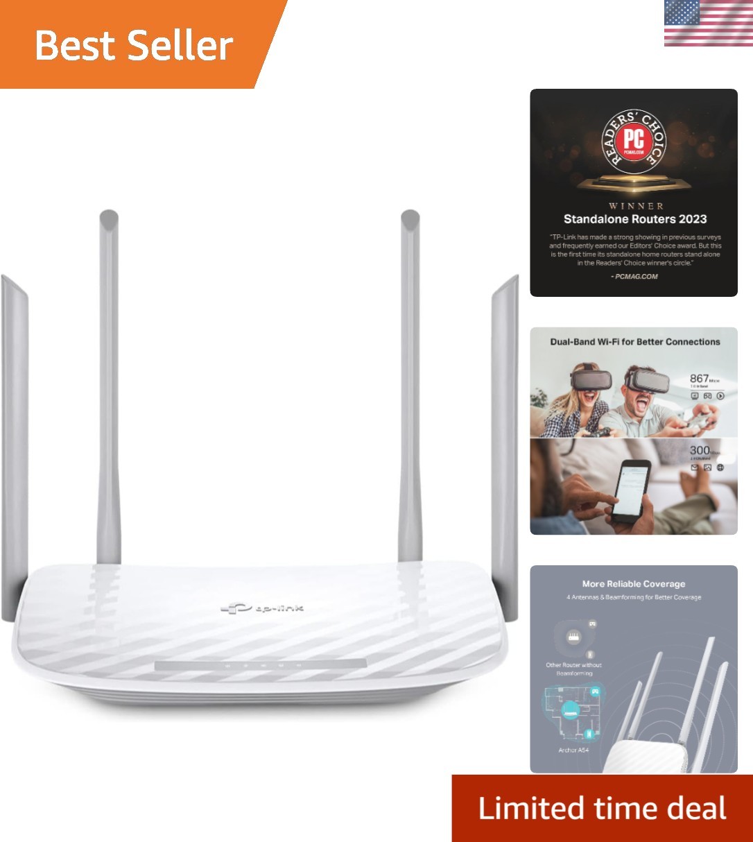 EasyMesh-Ready AC1200 WiFi Router with 4 Fast Ethernet Ports & Security Features