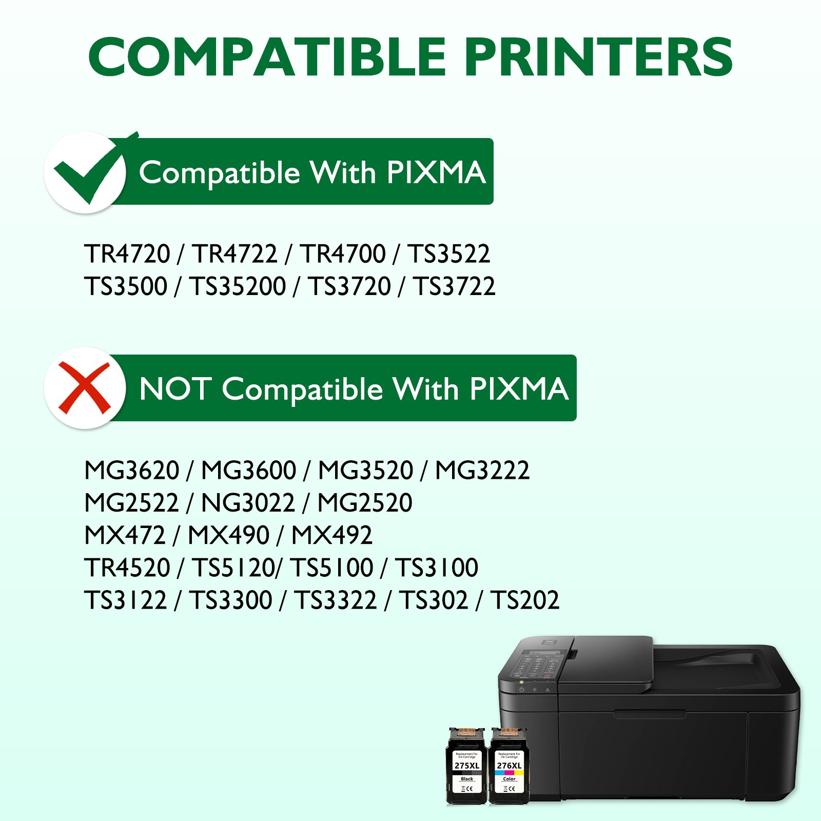 2PK PG-275XL Black Ink Cartridge for Canon Pixma TS3520 TS3522 TR4720 TR4722