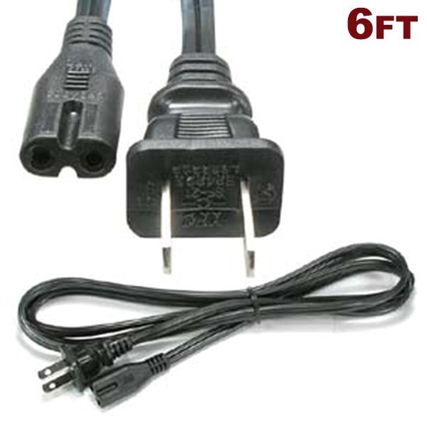 6FT Figure 8 C7 to 2-Prong US Plug AC Power Cable Cord Adapter 18AWG PC Laptop