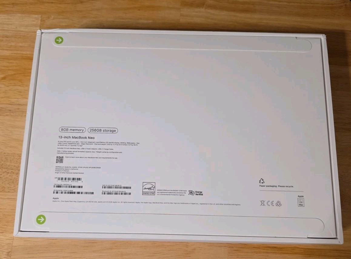 2026 Apple MacBook Neo 13″ 5C GPU 4.0GHz 8GB RAM 256GB SSD MHFD4LL/A