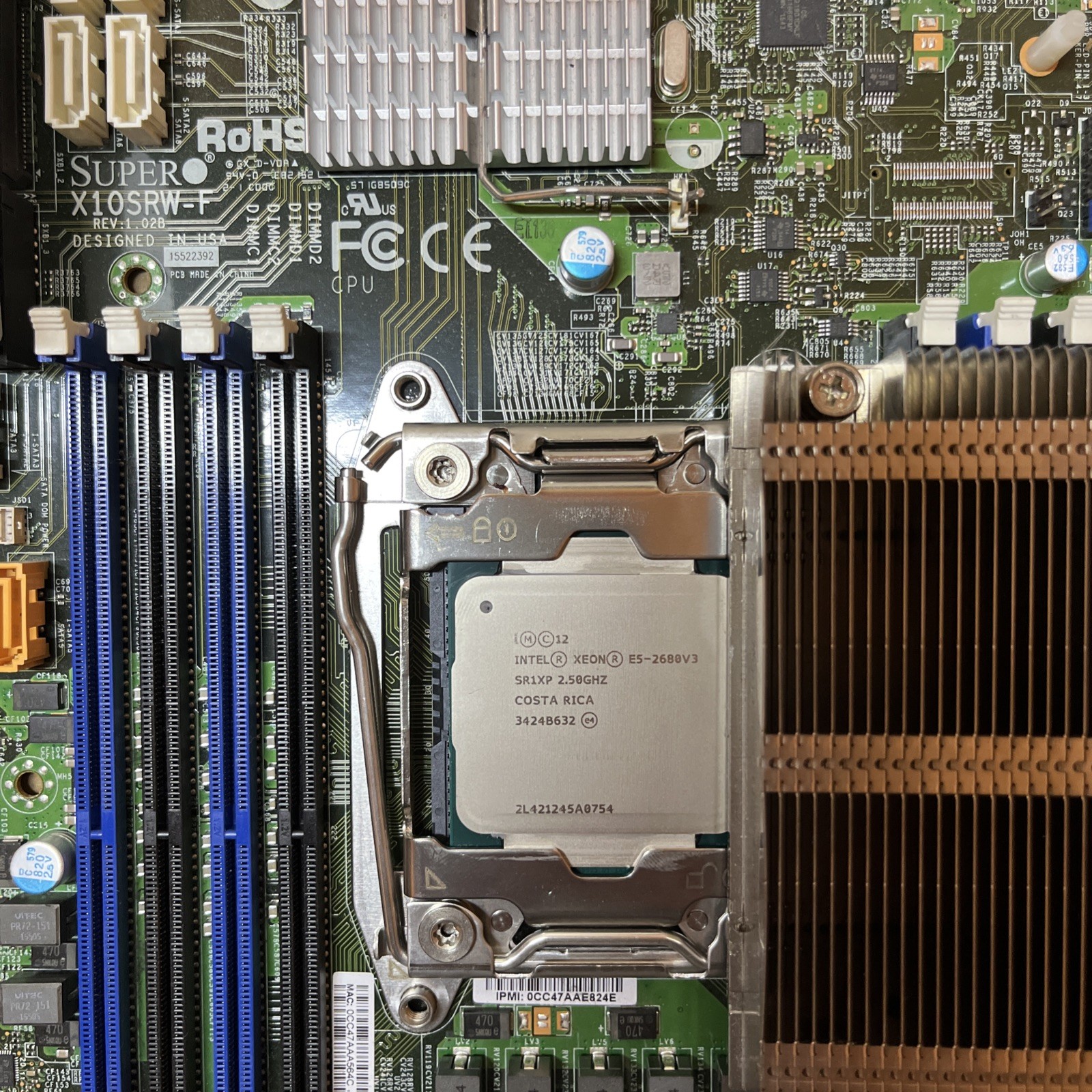 Supermicro X10SRW-F Socket LGA2011-3 ATX Server M/Board/CPU E5-2680V3/Ecard