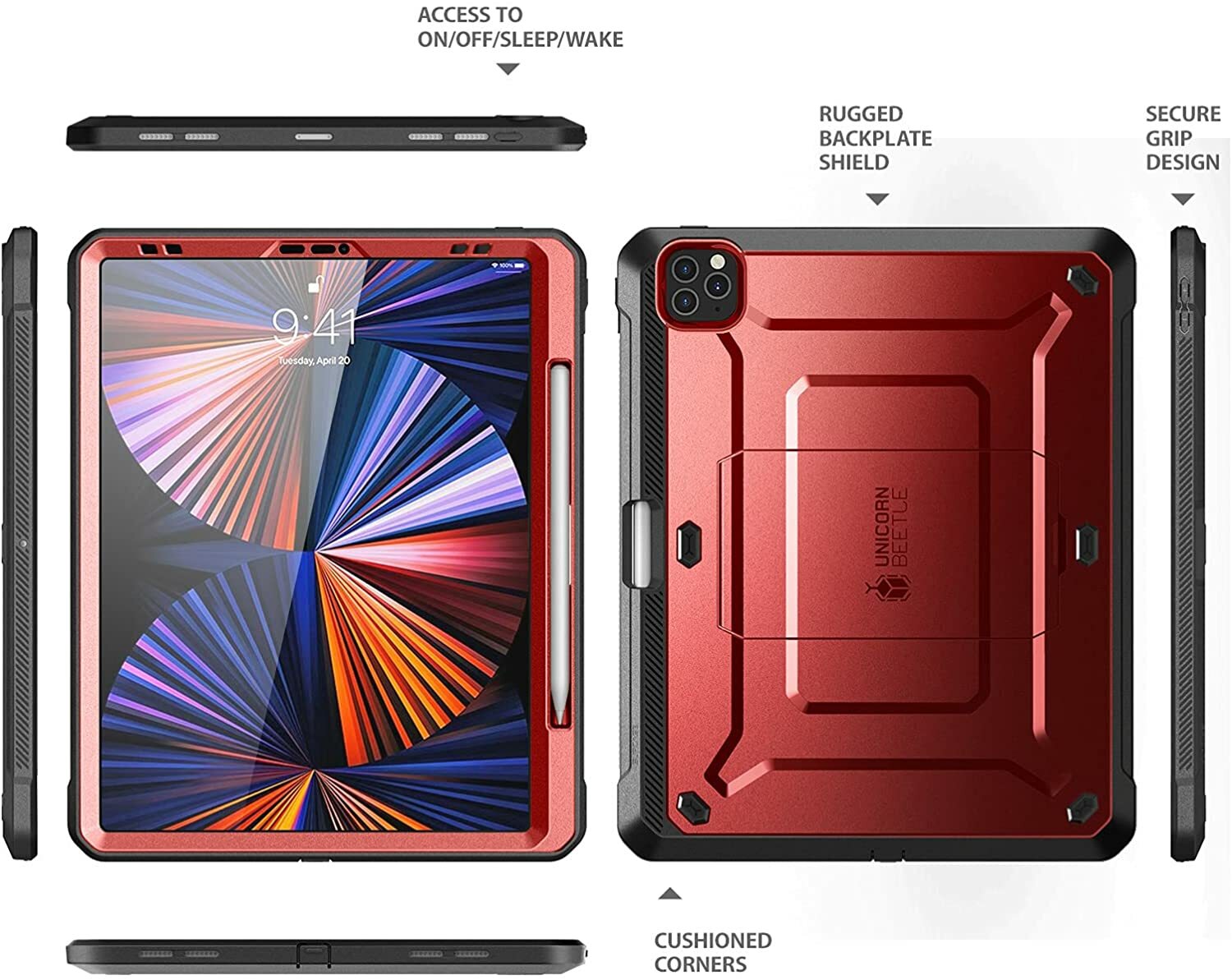 SUPCASE for Apple iPadPro 12.9″ 2022/21/20 Case Screen Cover Support PenCharging