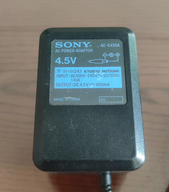 Original Sony AC-E455A 4.5V 500mA AC Power Supply For Portable CD Players
