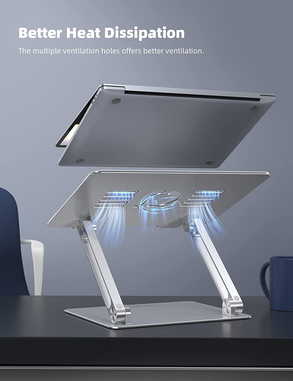 Lamicall Adjustable Laptop Stand, Portable Laptop Riser, Aluminum Laptop Stand f
