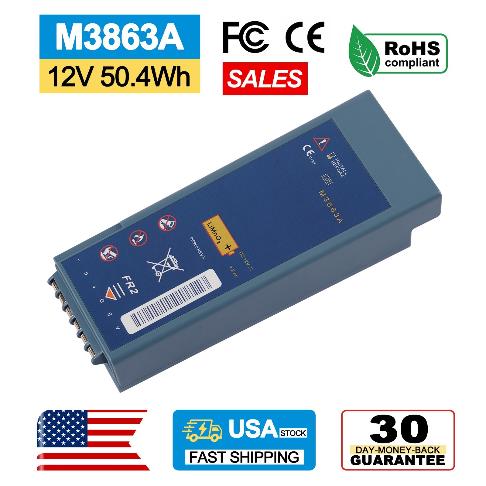 M3863A Battery For Philip FR2 FR2+ M3840A M3860A M3841A M3861A US Stock