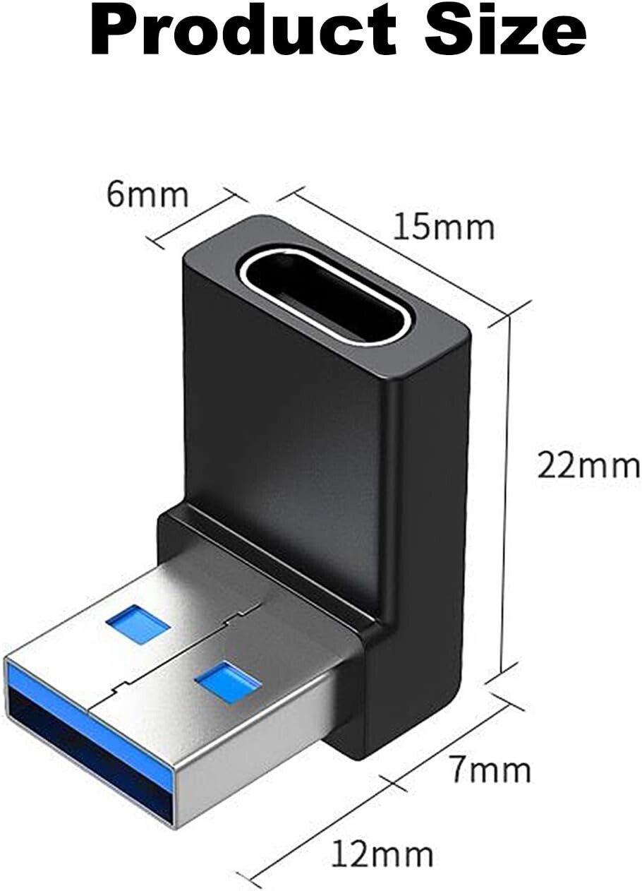 Right Angle USB C to USB 3.0 Adapter 90 Degree Type C Male to USB a 3.0 Female C