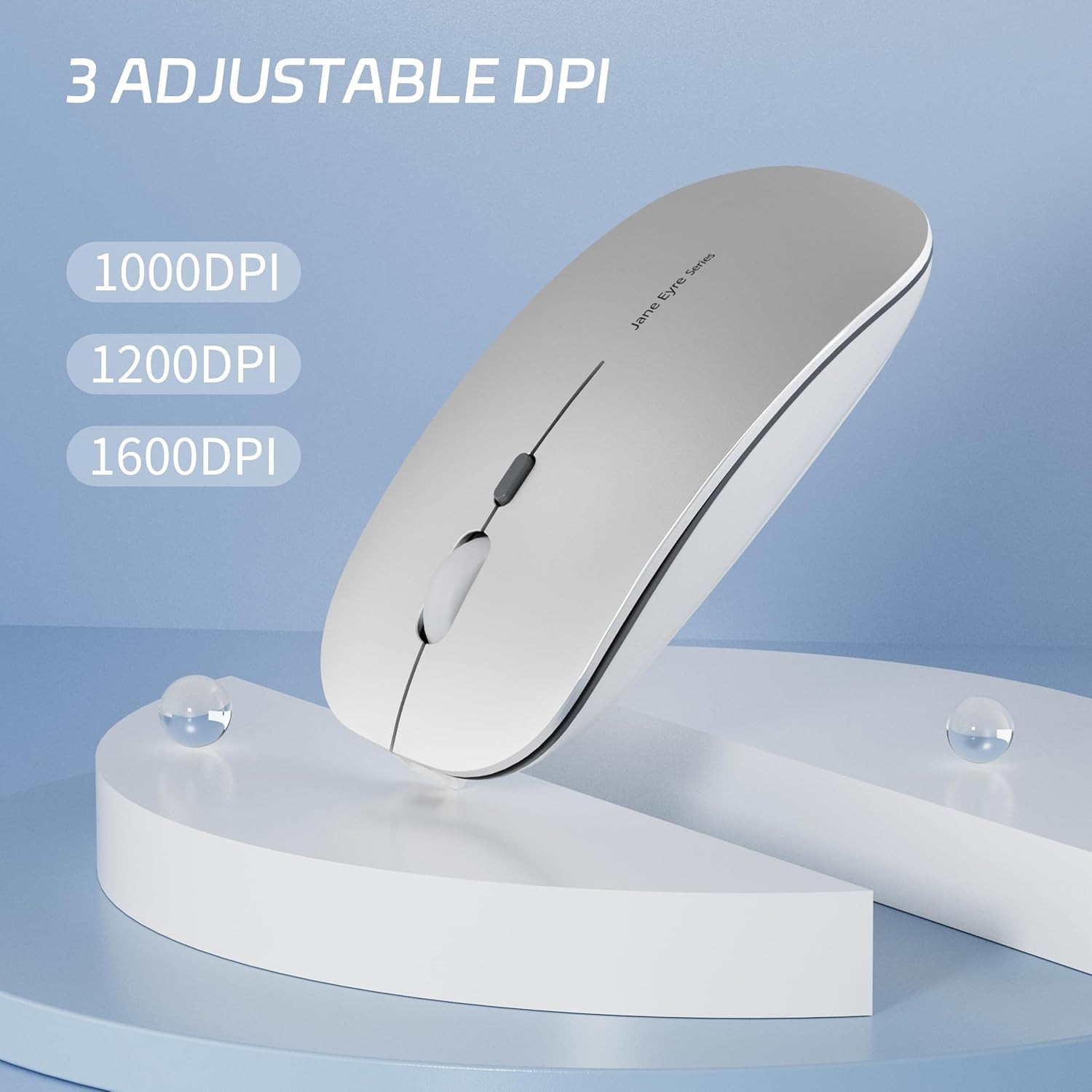 Q5 Slim Rechargeable Wireless Mouse, 2.4G Portable Optical Silent Ultra Thin