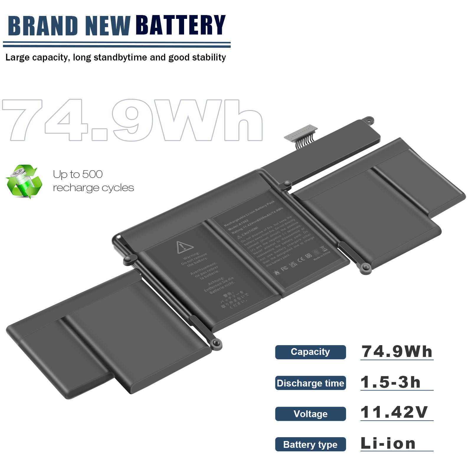🧡LOT Replace Battery A1493 For Apple Macbook Pro 13″ A1582 A1502 2013 2014 2015