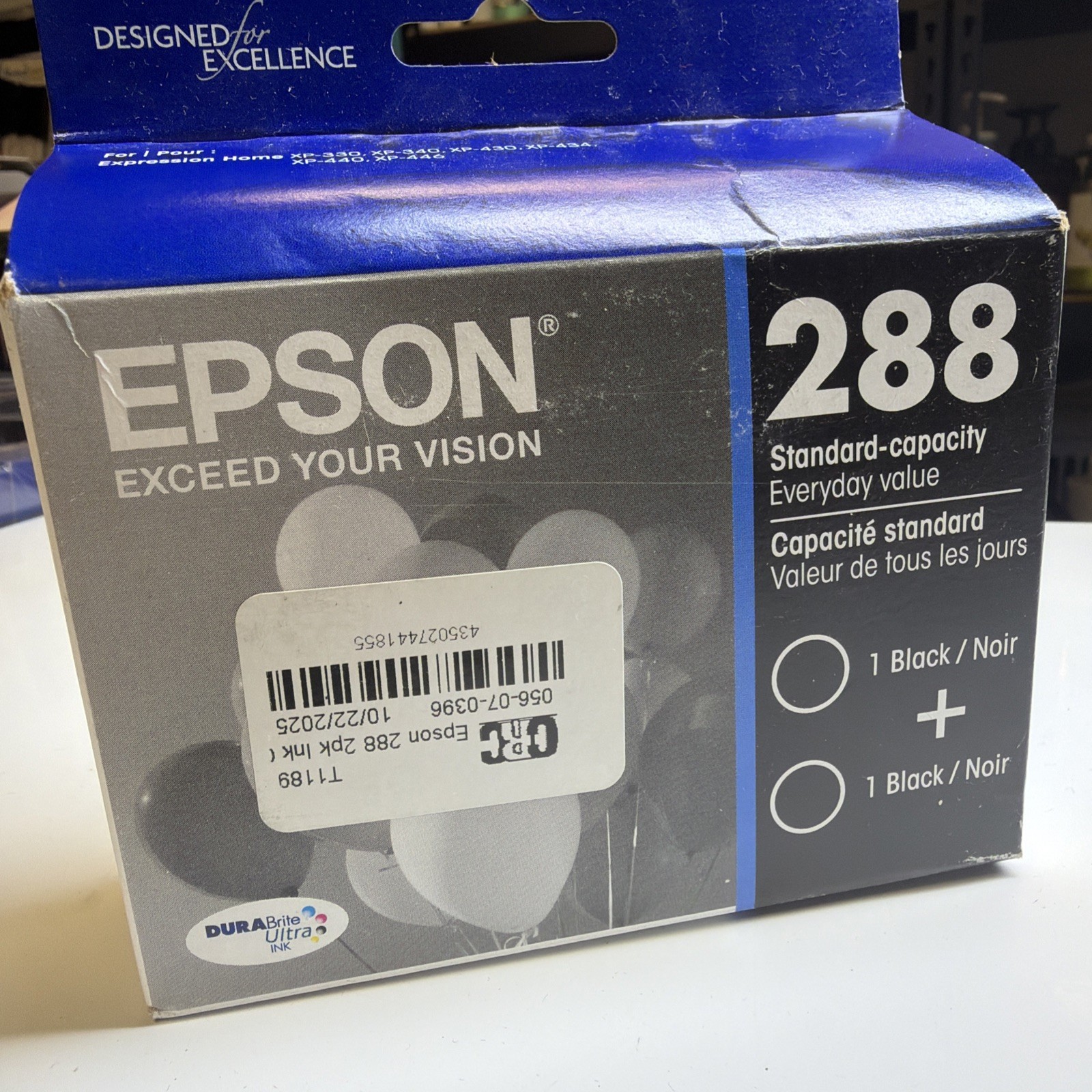 Epson 288 Black Ink Cartridges 2-Pack Standard Capacity Genuine Sealed 05/2026