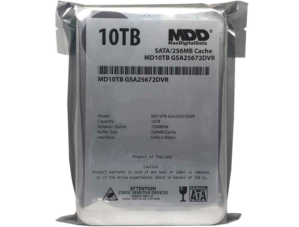 MDD 10TB 7200RPM 256MB Cache 3.5″ SATA 6.0Gb/s Internal Surveillance Hard Drive