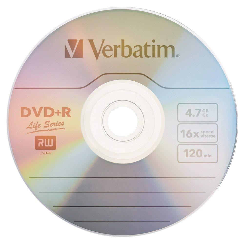 100 VERBATIM 16X DVD+R Life Series Logo 4.7GB Media Disc Spindle 97175 (SEALED)
