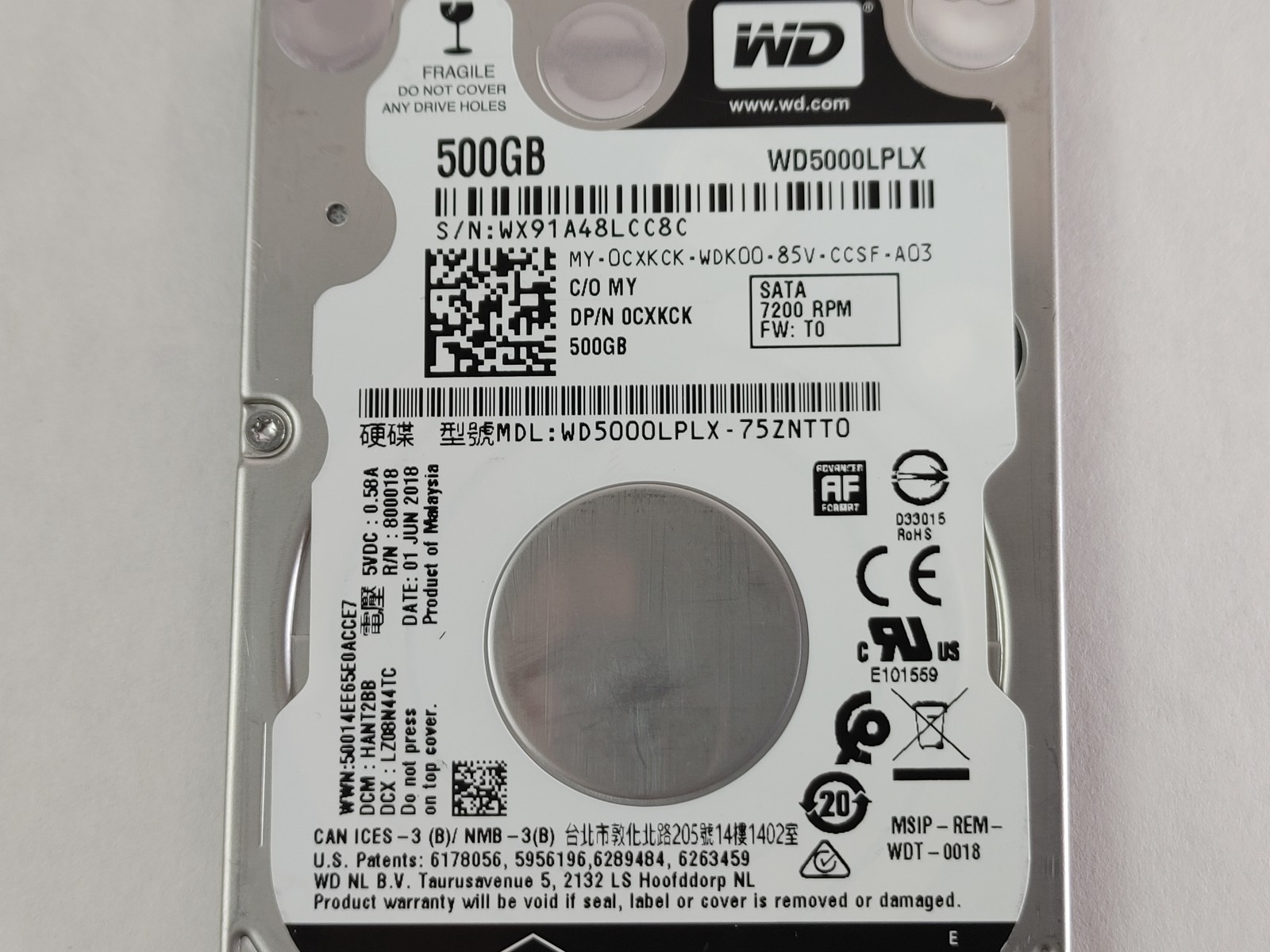 Western Digital WD Black WD5000LPLX 500 GB 2.5 in SATA III Hard Drive