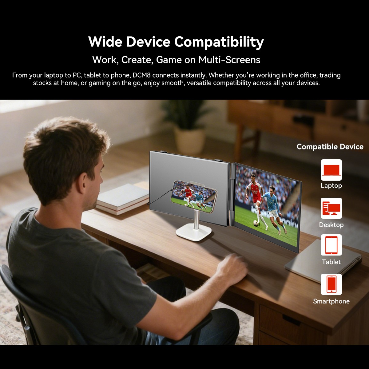 Blackview DCM8 Triple Laptop Screen Extender 15.3″ 1200P FHD IPS USB C Plug&Play
