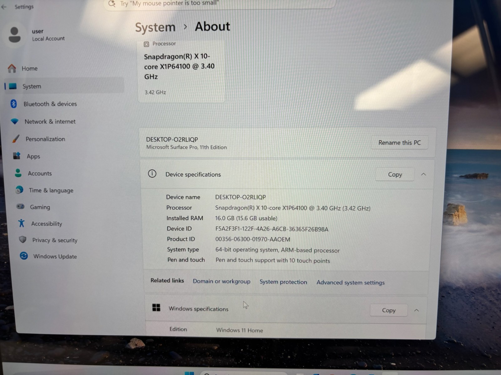 Microsoft Surface Pro 11 th Ed 13″ 512 GB SSD 16 GB RAM Snapdragon X 10-Core