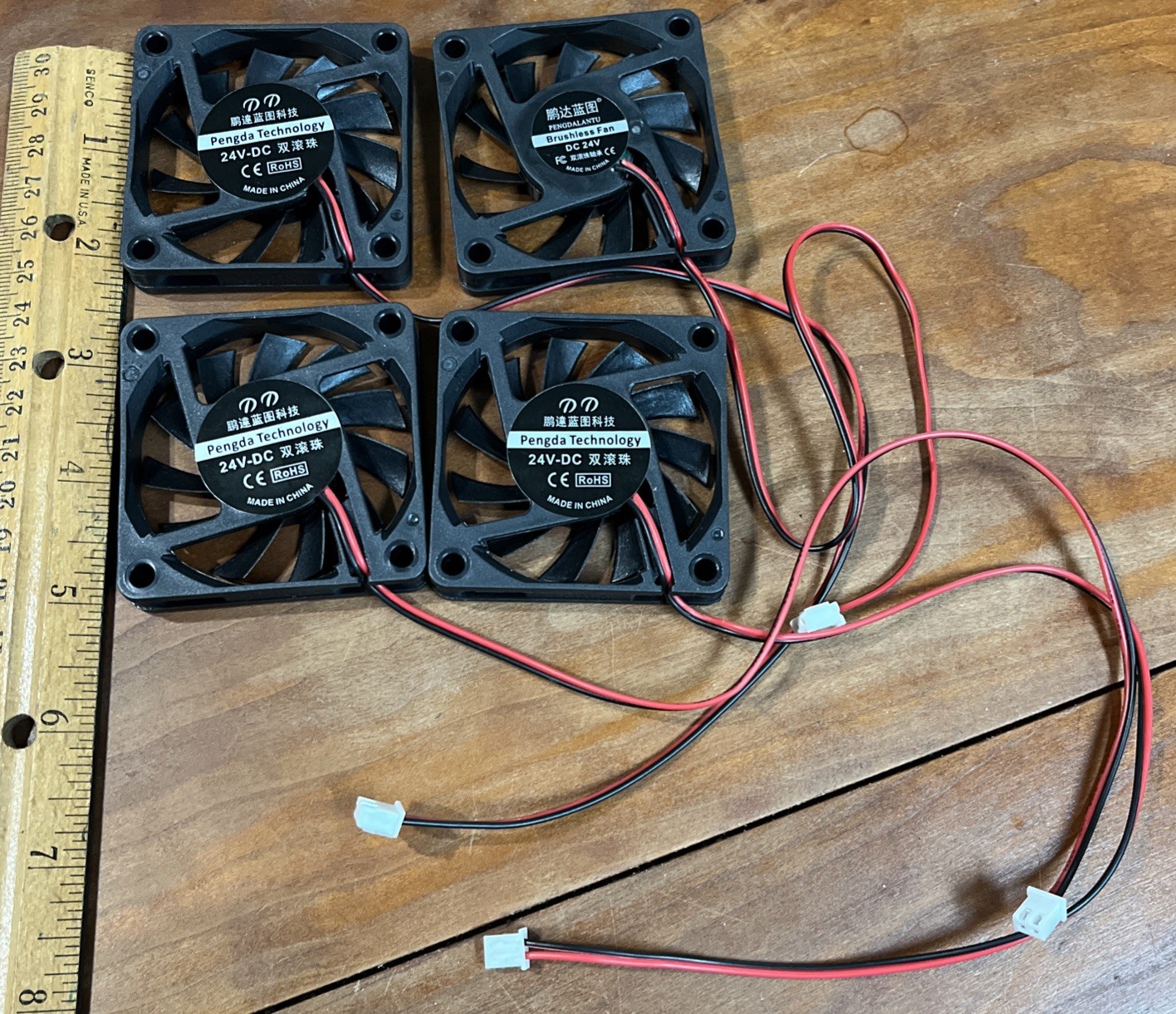 4 Pcs 24V 60mm Cooling Computer Fan 60x60x10mm DC 3D Printer 2-Pin 10” Leads