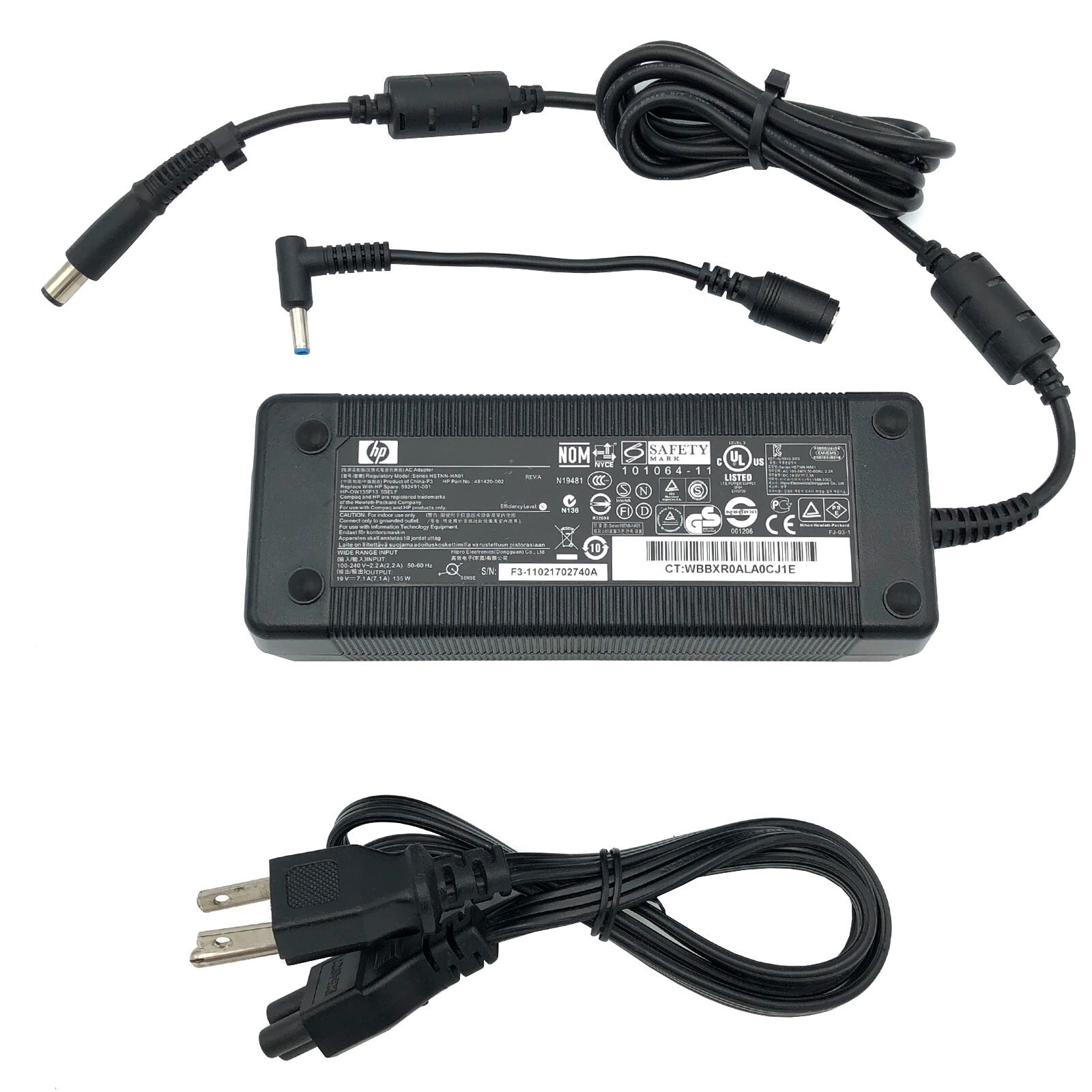 Original 135W HP Power Adapter L15537-001 OEM 7.4mm to 4.5mm Blue Tip