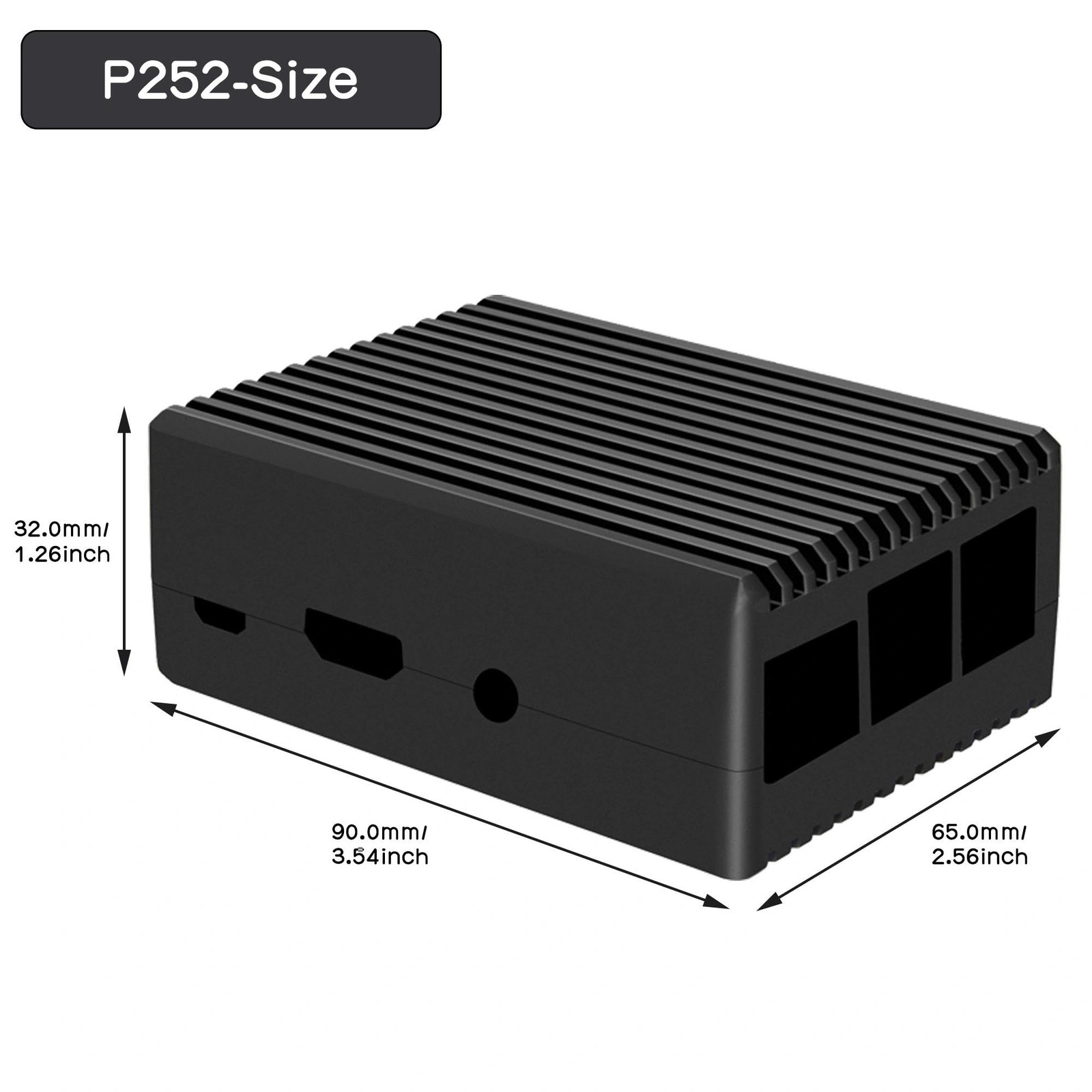 Geekworm P252 Heavy-Duty Aluminum Alloy Metal Case for Raspberry Pi Black
