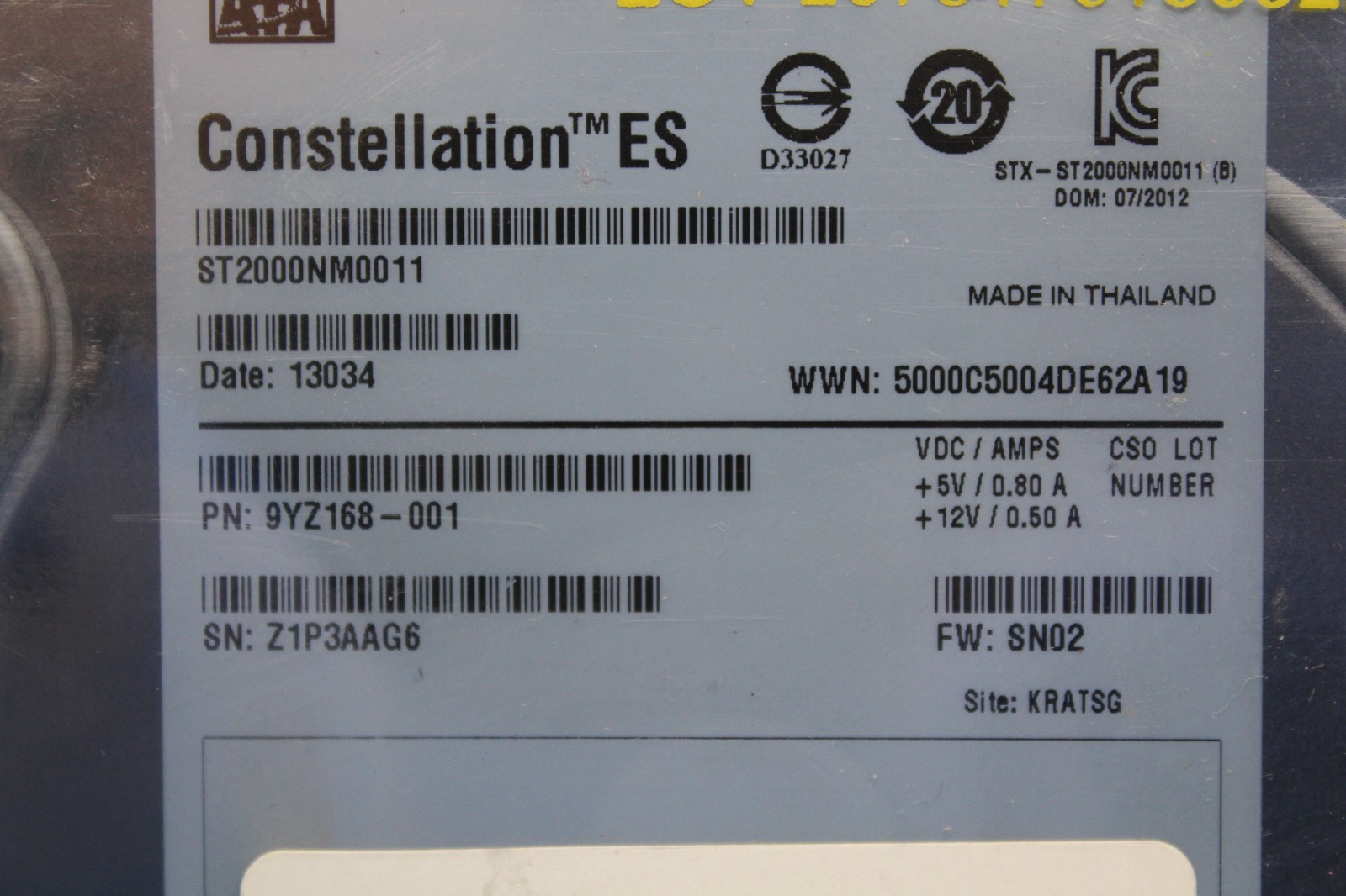 Seagate Constellation ES ST2000NM0011 2TB 3.5″ SATA 6.0Gb/s Enterprise HDD T9-A2