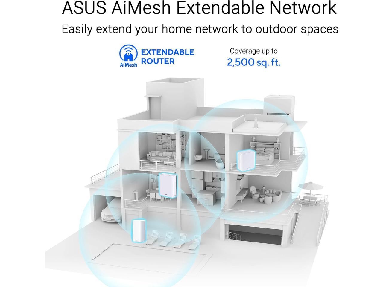 ASUS ZenWiFi BD4 Outdoor Dual-band WiFi 7 Mesh, 3600 Mbps, 2450 sq.ft. (1pk),