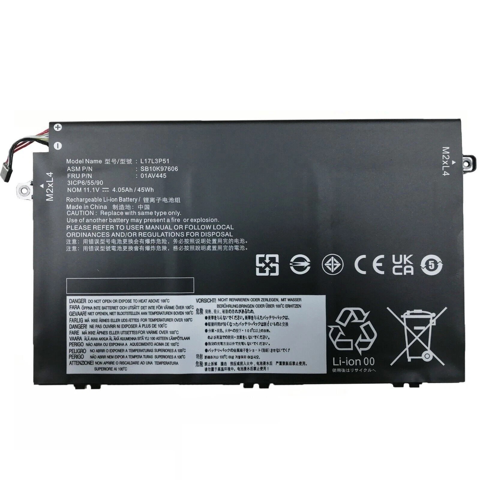 New Battery For Lenovo Thinkpad L17l3p51 E480 E485 E495 E490 E580 E585 E590 E595