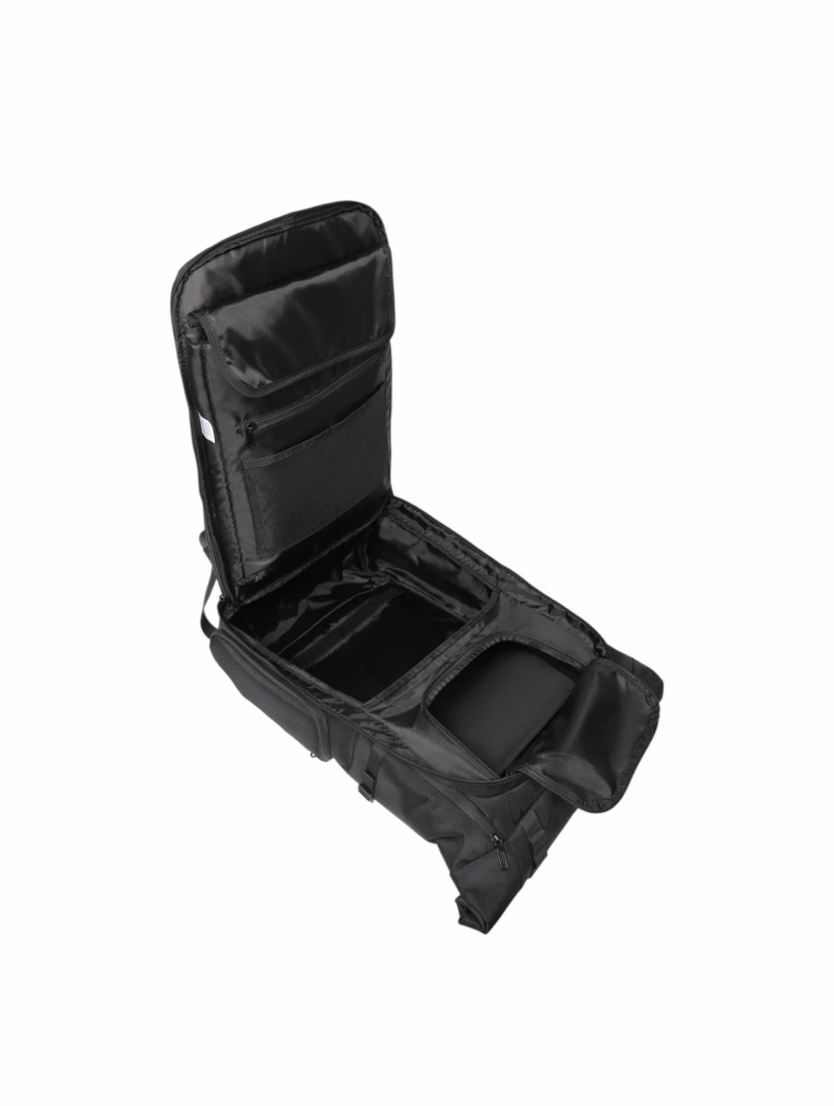 VERIA Black Roll-Top Nylon Laptop Backpack 15in, Padded Straps, Water Resistant