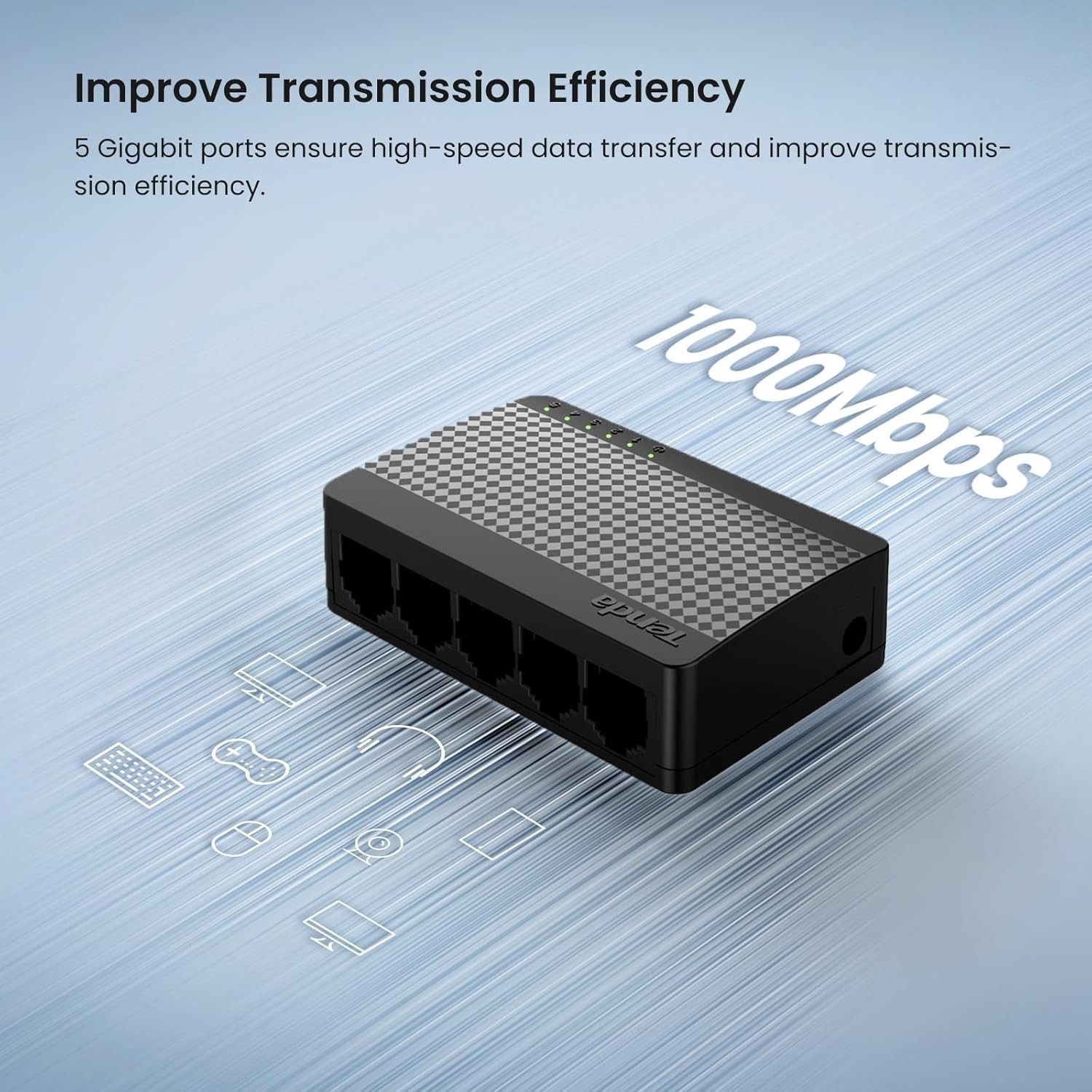 SG105 5 Port Gigabit Switch – Unmanaged Plug & Play, Silent Operation для Office