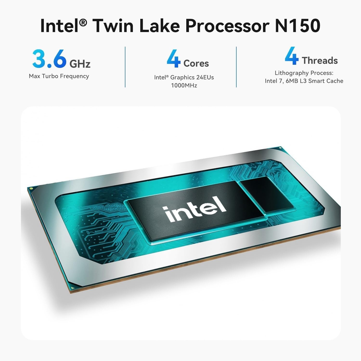 Beelink Mini PC, EQ Intel N150 (Up to 3.6GHz) 12GB LPDDR5 RAM 500GB SSD