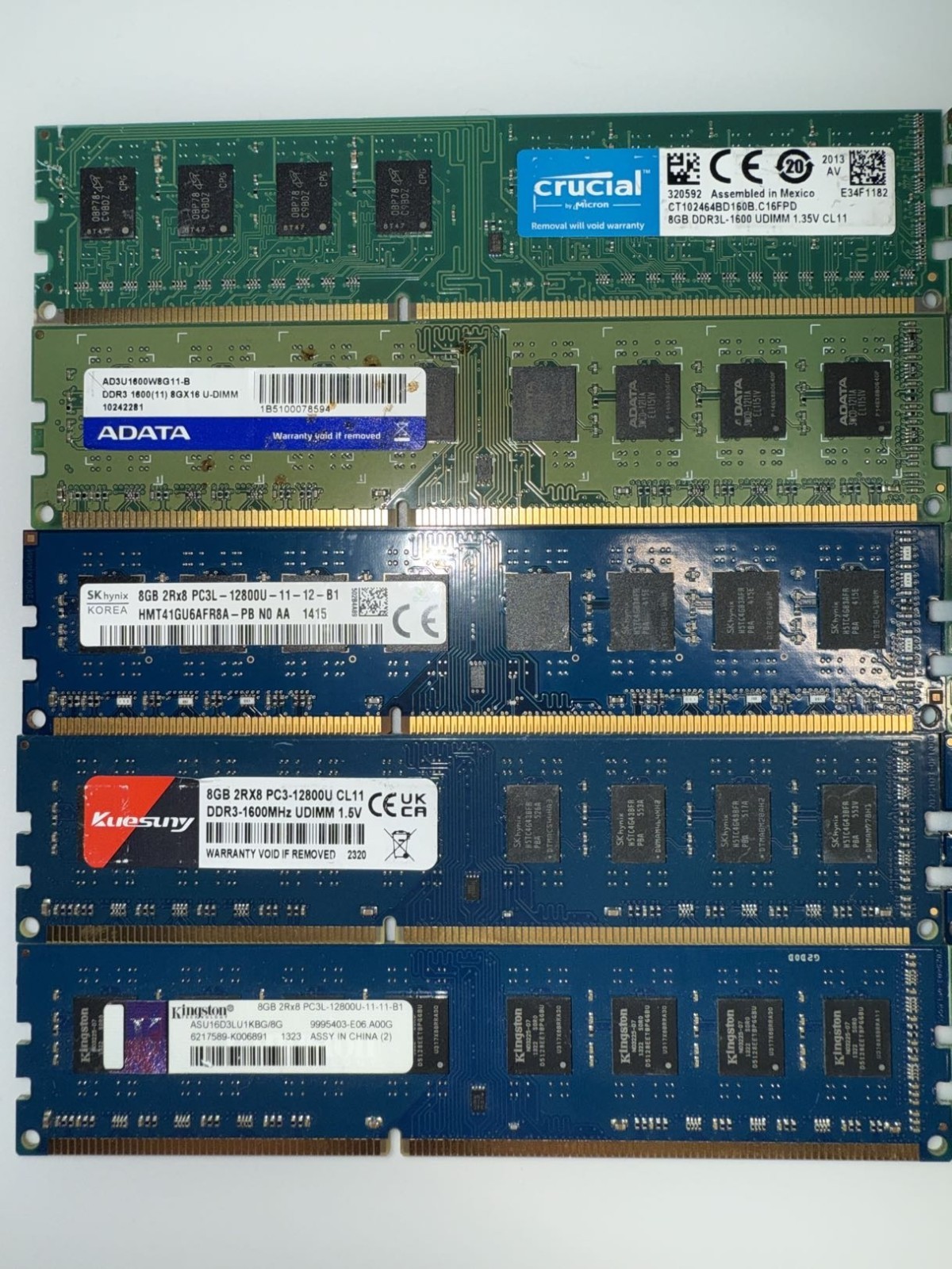 [LOT OF 10] DDR3 8 GB 2Rx8 Desktop RAM Mixed Brands & Speed | Tested & Working