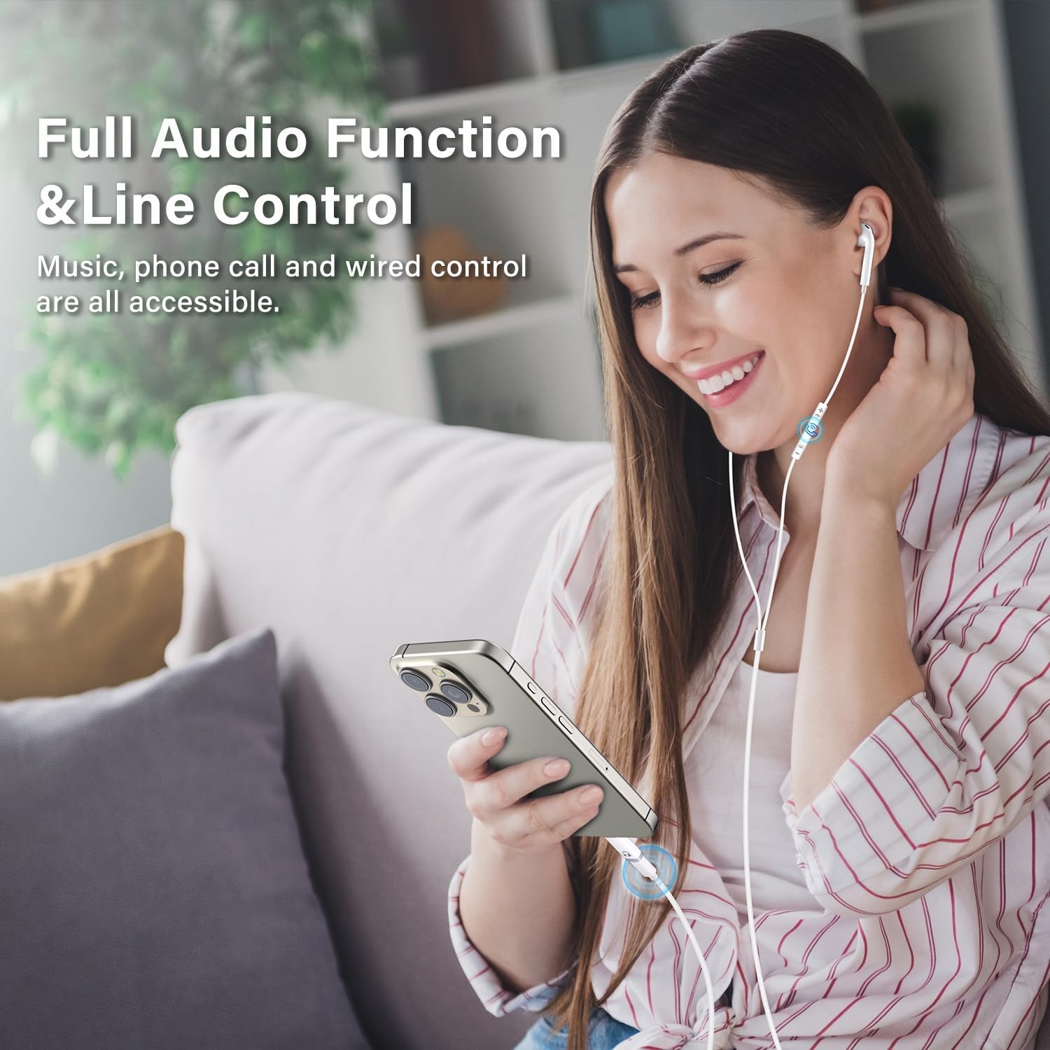 USB C to Lightning Audio Adapter, C Male Female White