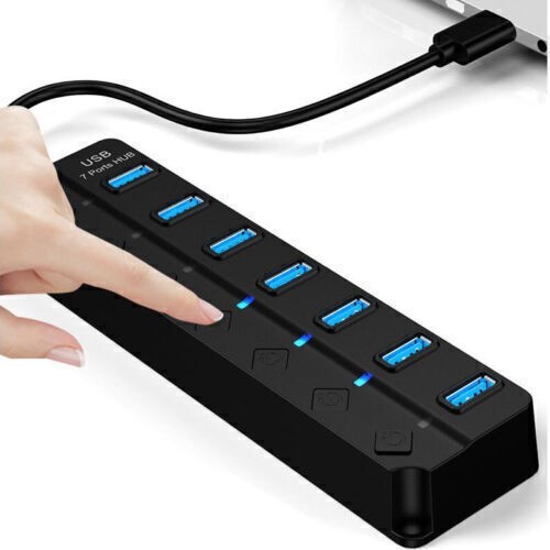 7 Port USB 3.0 Hub Splitter Adapter Cable High Speed For PC Laptop Mac Desktop