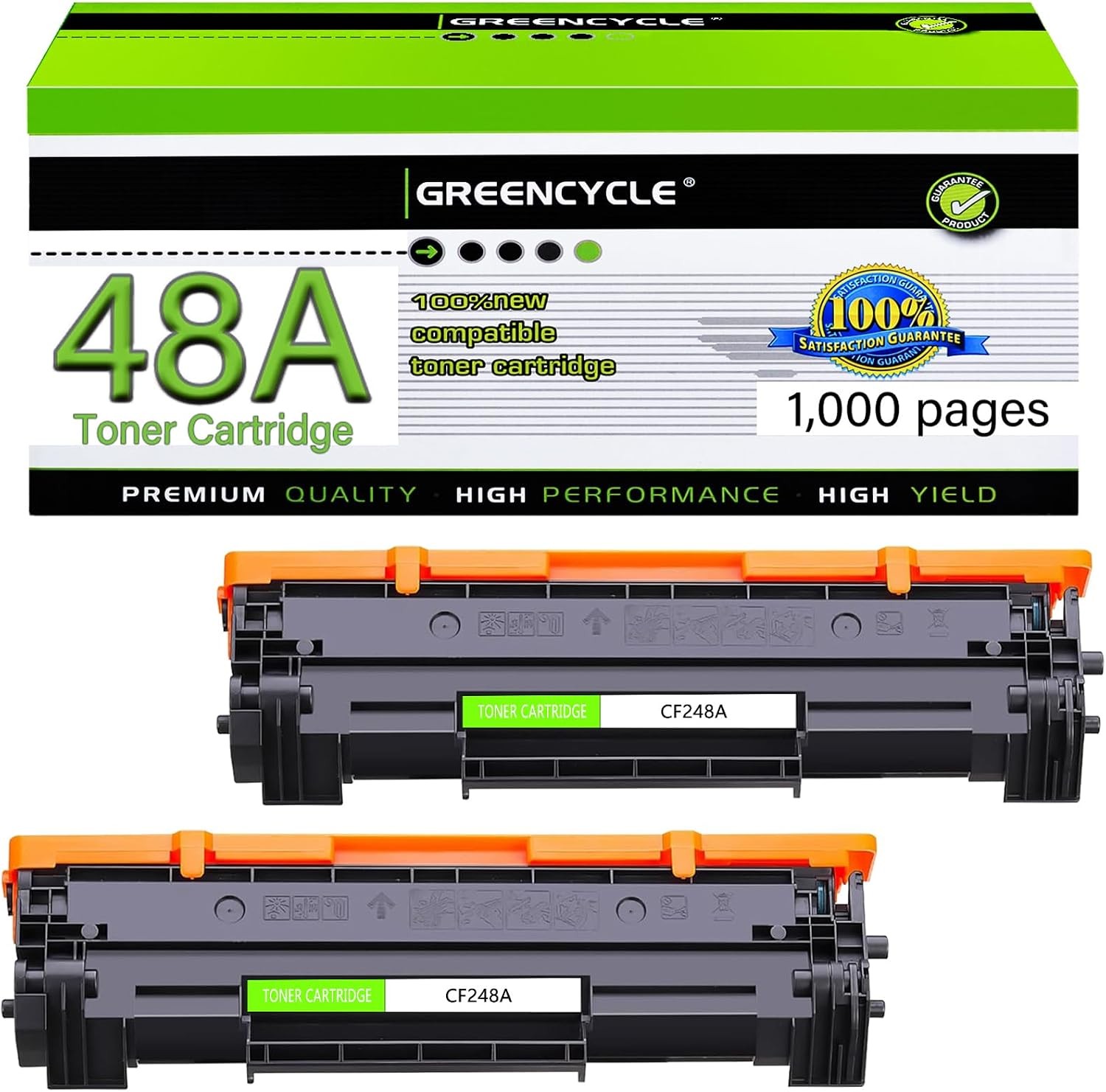 2 Pack CF248A 48A Black Toner Cartridge for HP LaserJet MFP M28a M28w M29a M29w