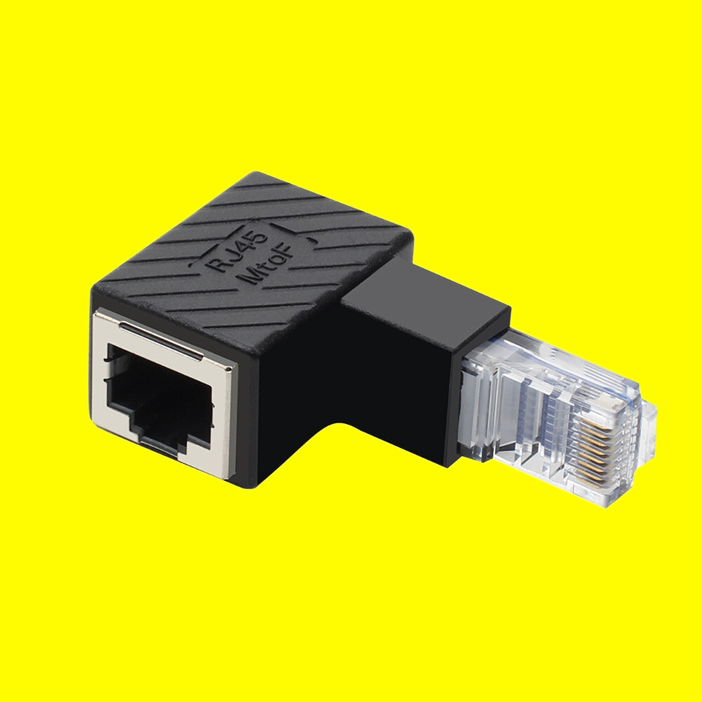 RJ45 Male Female Ethernet LAN Right Angle Network Cat 5e Cat 6e Extender Adapter