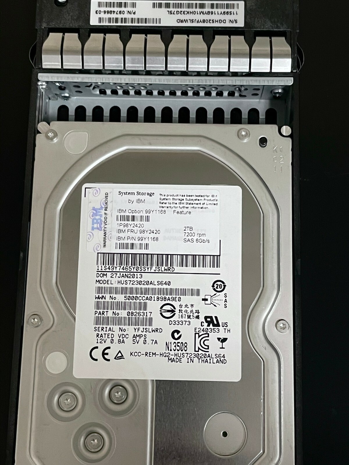 IBM 2TB 7.2K RPM SAS 3.5″ Hot Swap Hard Drive 98Y2420 48Y8286 99Y1168