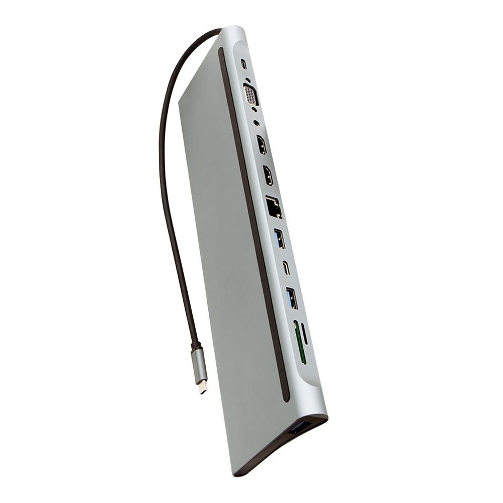 Helix 12″ 1 USB-C Docking Station, 2x HDMI, 1x VGA, 3x USB-A, 1x RJ45