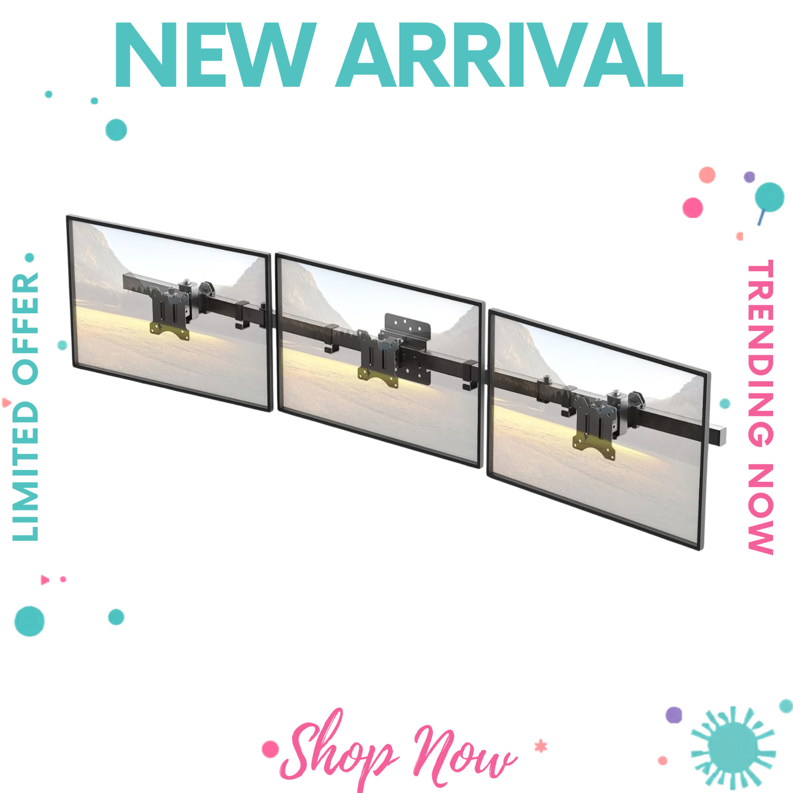 NEW Triple Monitor Wall Mount 17″-32″ Adjustable VESA 75/100 Heavy Duty Black