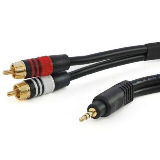 6ft Cable 3.5mm Stereo Male to 2 RCA Male Gold-Plated Contacts USA Pro Quality!
