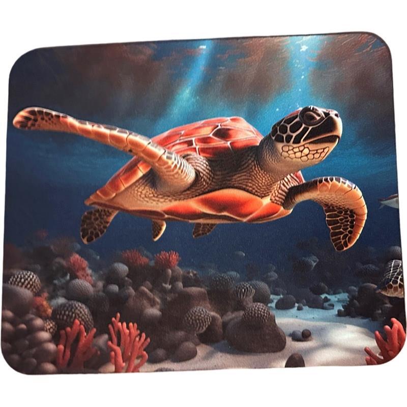 MOUSE PAD With Colorful Sea Turtle Swimming In The Ocean 7.75x 9.25 in Polyester