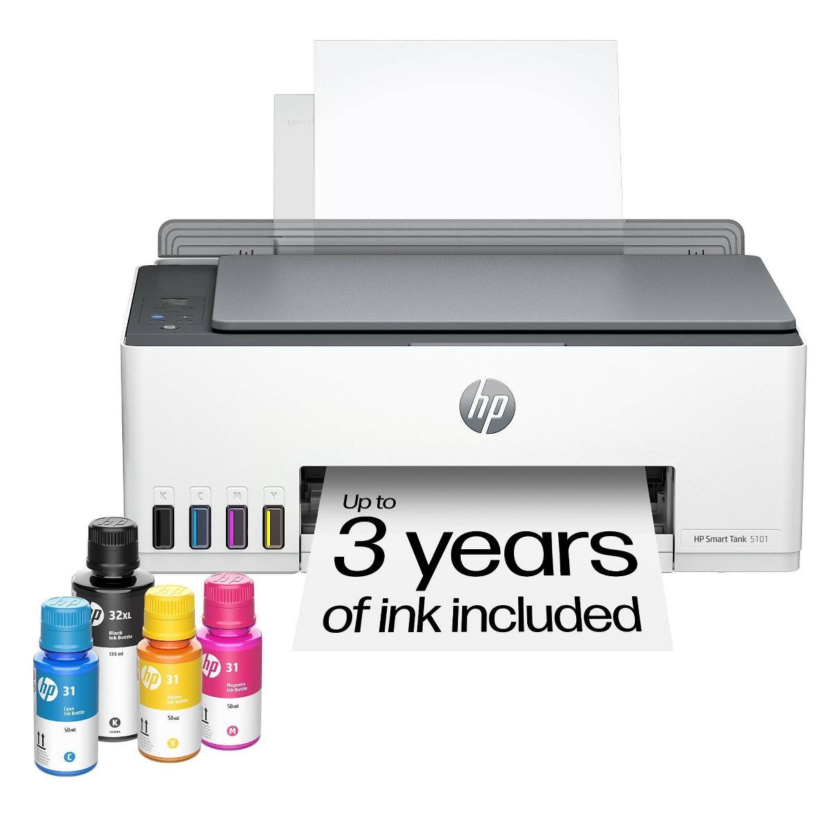 HP Smart Tank 5101 Wireless All-In-One Color Refillable Supertank Printer Copier